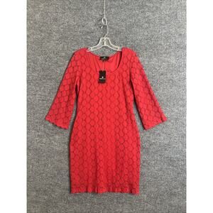 Ronni Nicole Womens Eyelet Lace Shift Dress Size Medium Red Lined Classic Preppy
